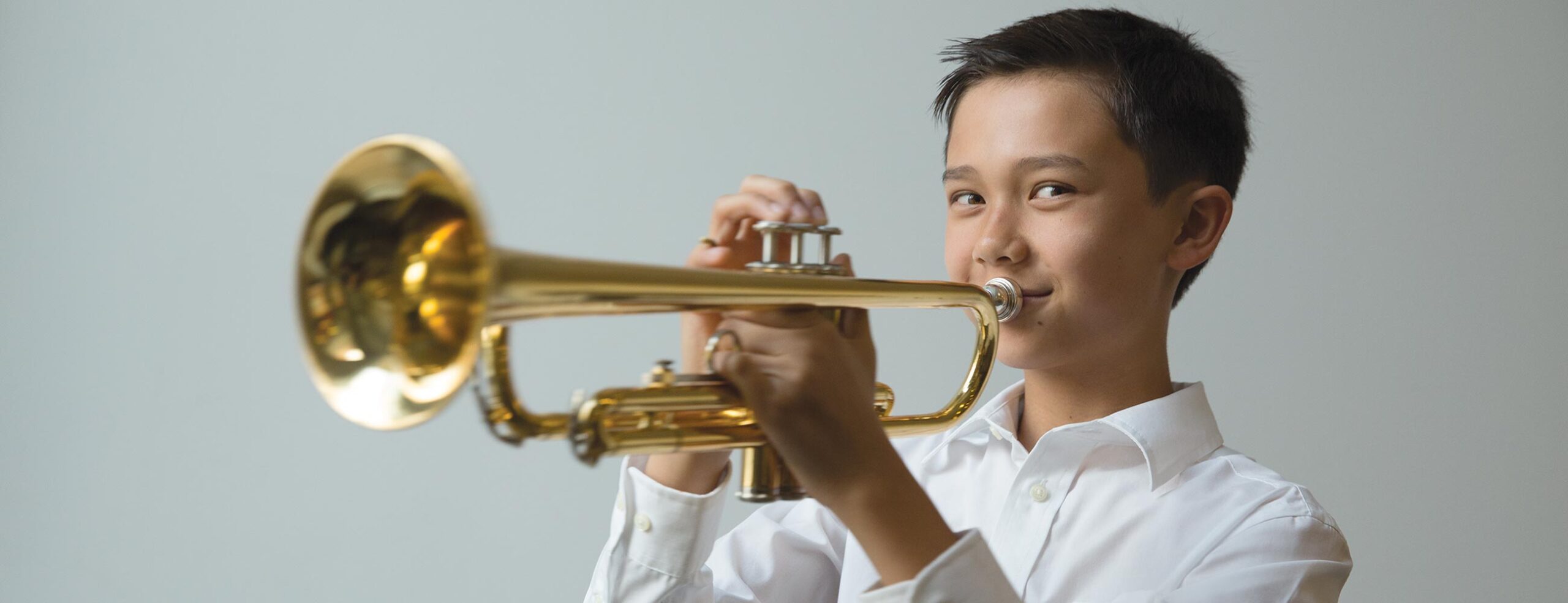 Trumpet student playing