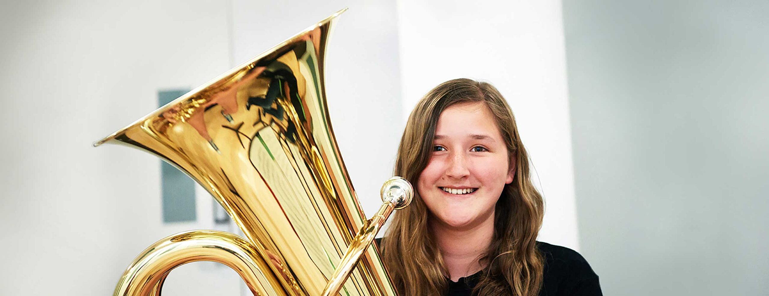 Smiling tuba player