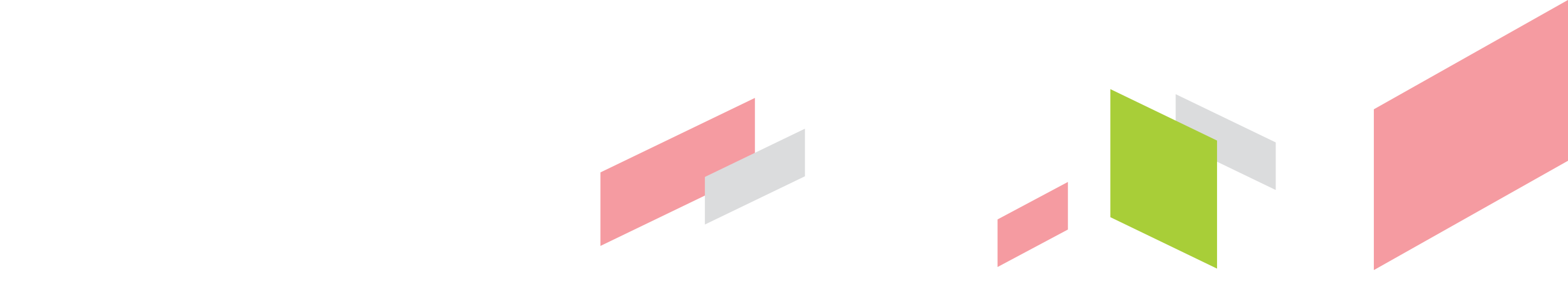 Pink, grey, and green angled rectangles